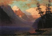 Albert Bierstadt, Evening Glow at Lake Louise, Rocky Mountains, Canada